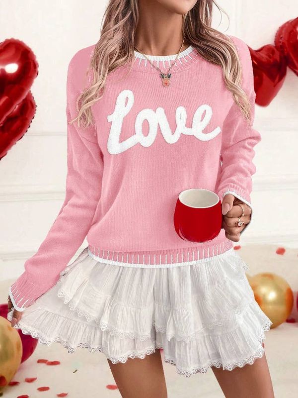 Love Chenille Letter Graphic Sweater