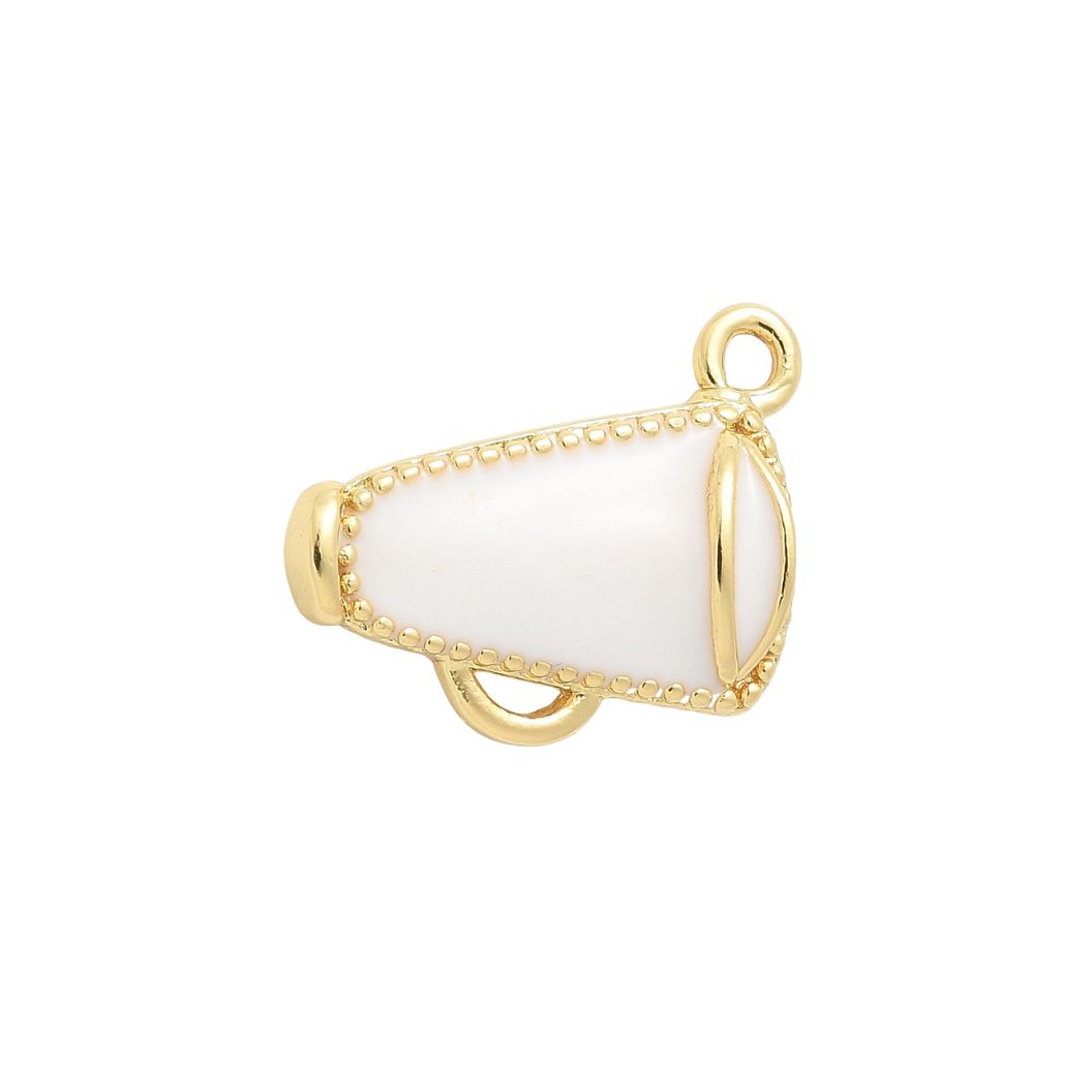 Gold White Cheer Megaphone Charm Gold White Cheer Megaphone Charm