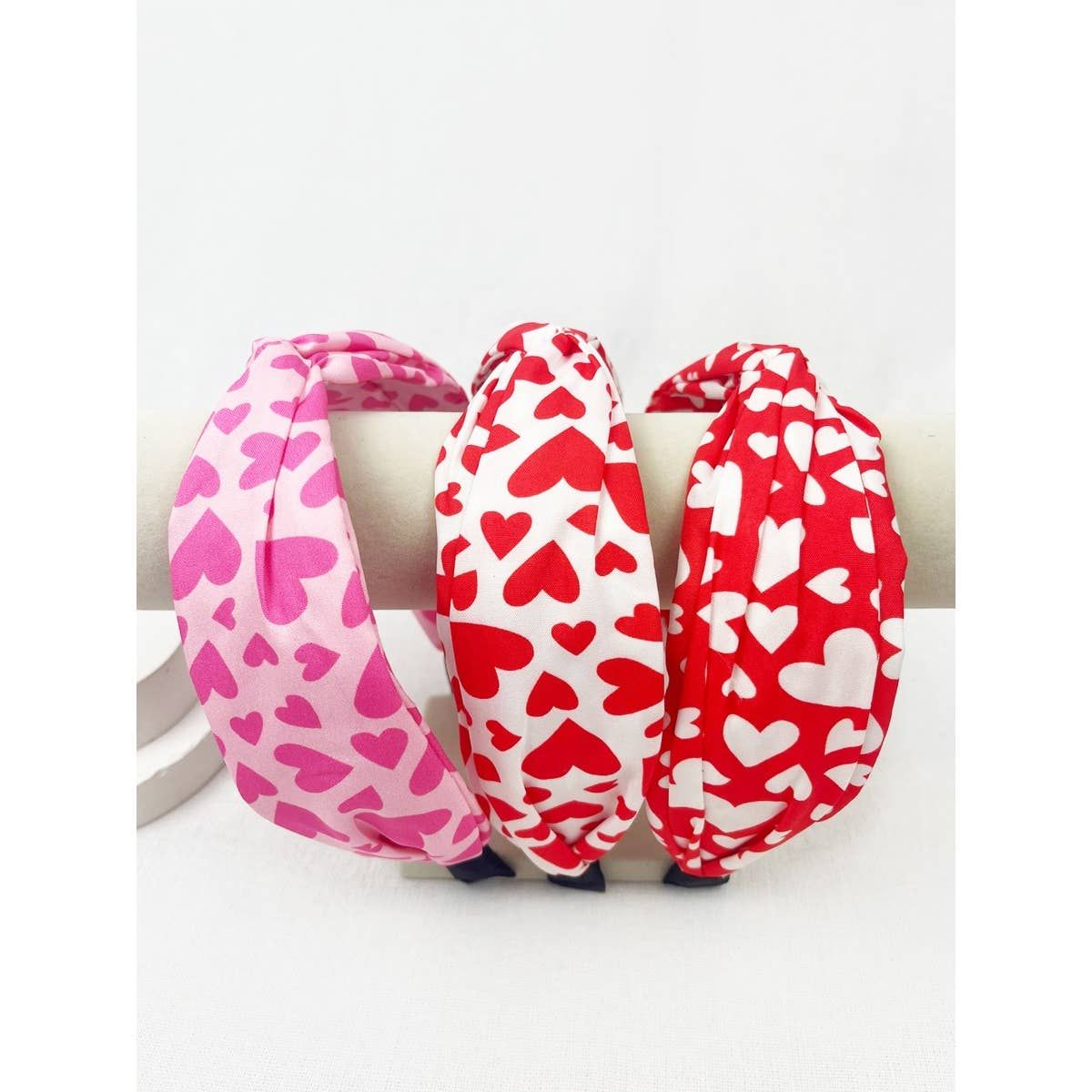 Sweet Heart Headband, Color: Red with White Hearts
