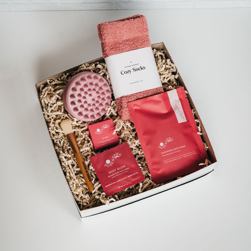 Calm & Cozy Gift Basket - Rosy Glow