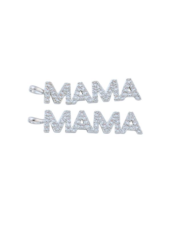 Silver Pave "MAMA" Bar Charm