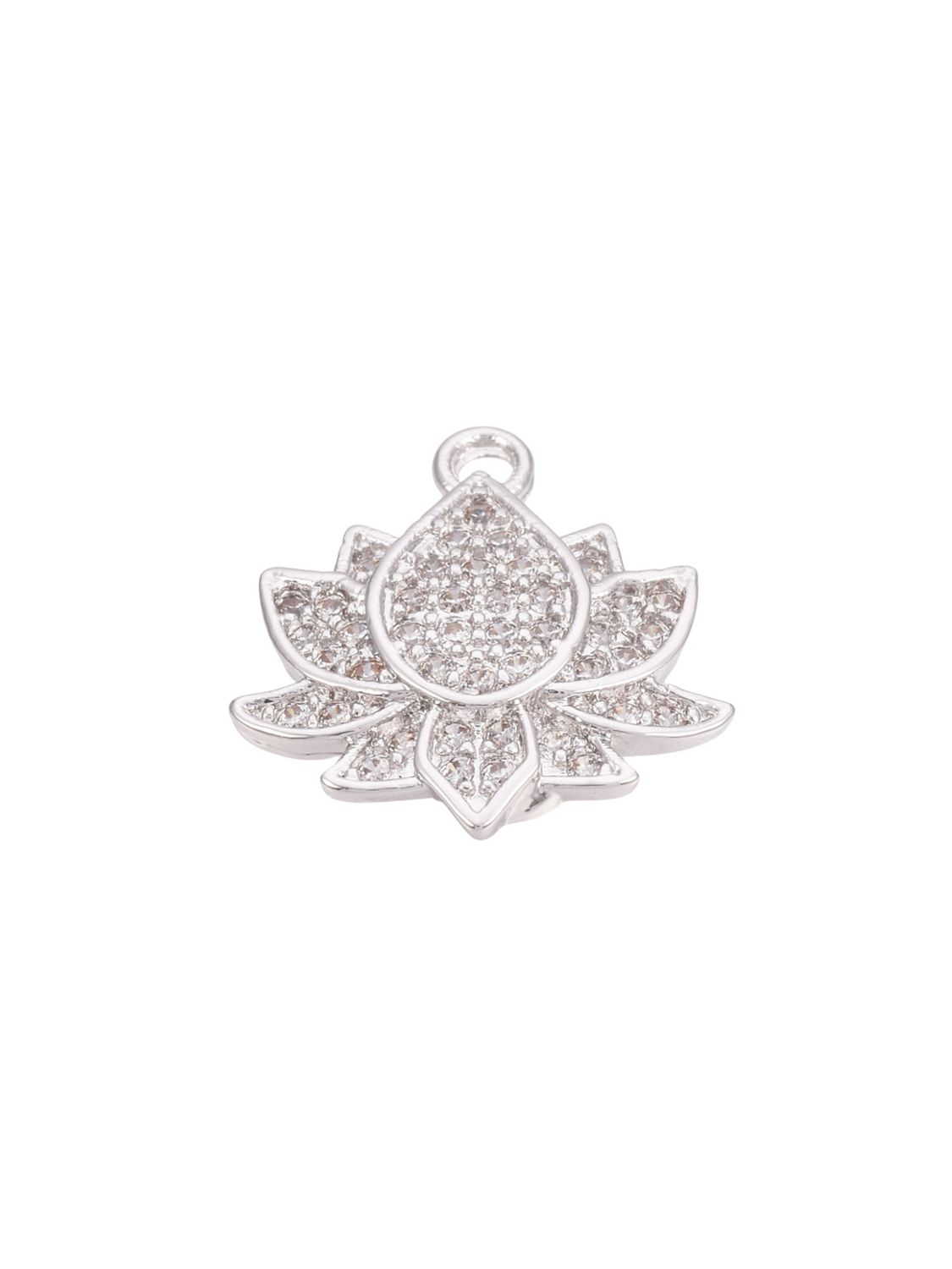 Silver Pave Lotus Flower Charm Silver Pave Lotus Flower Charm