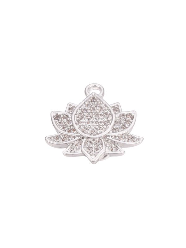 Silver Pave Lotus Flower Charm