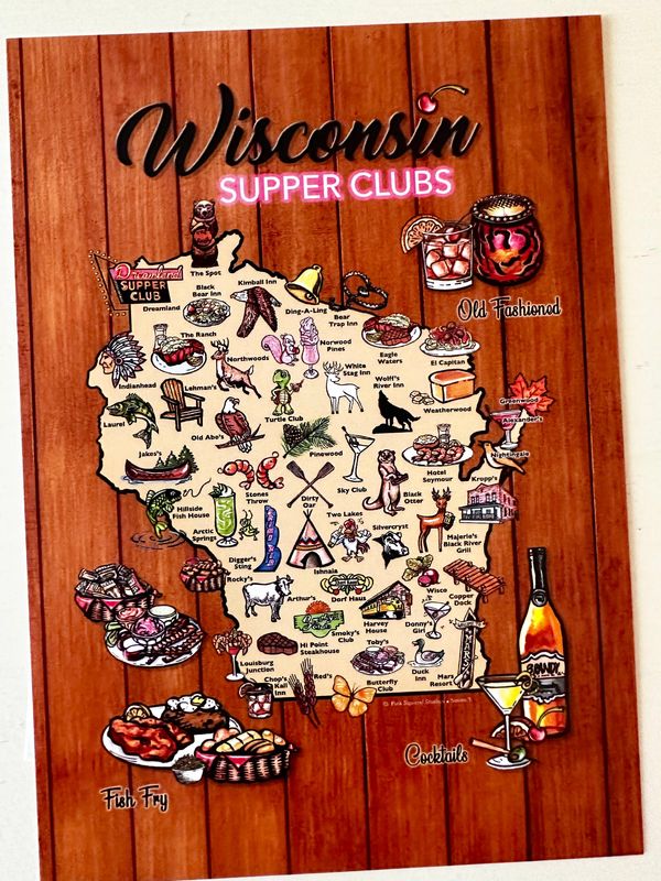 Wisconsin Supper Club Map - 5X7