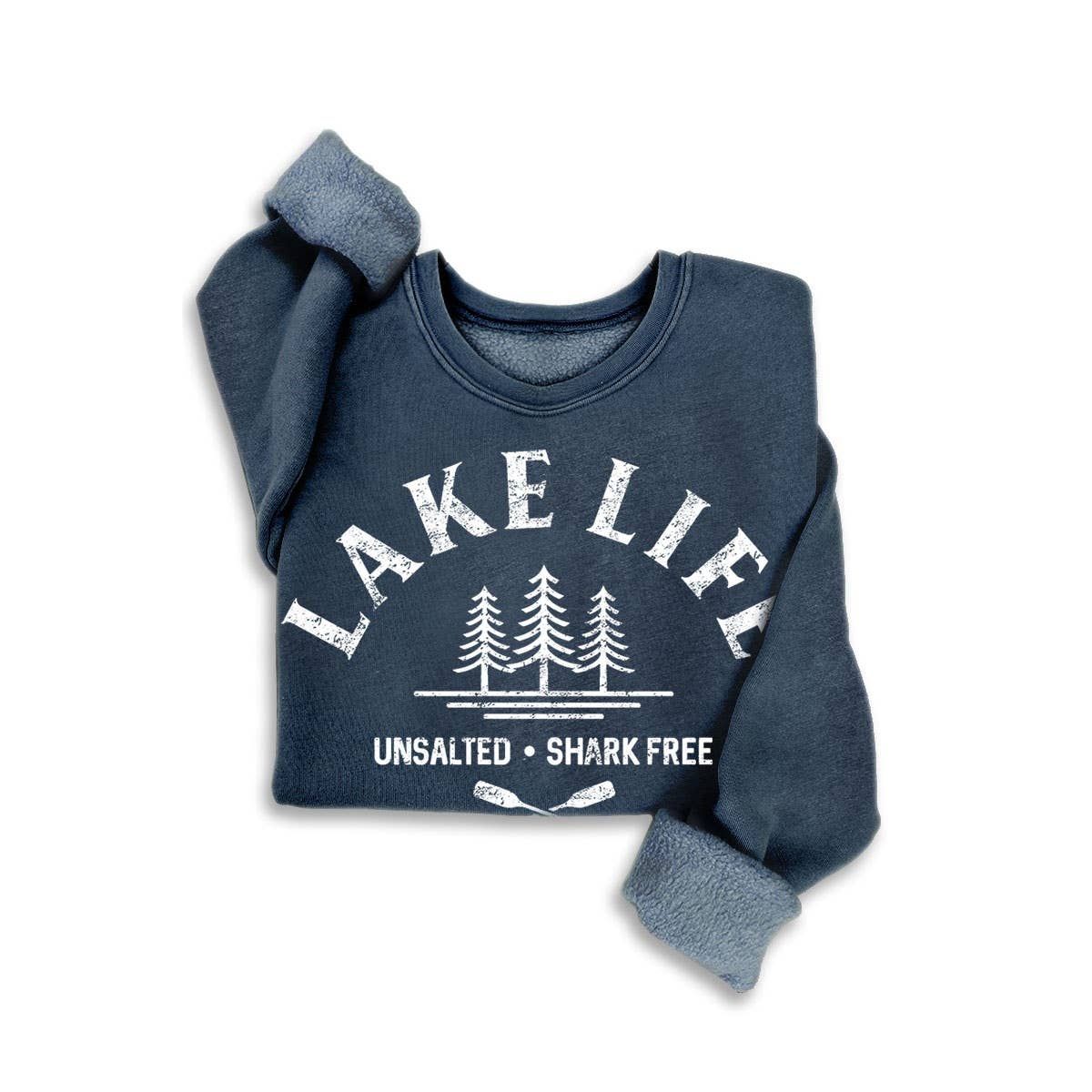 LAKE LIFE UNSALTED, SHARK FREE MINERAL SWEATSHIRTS, Color: Mineral Navy, Size: XL