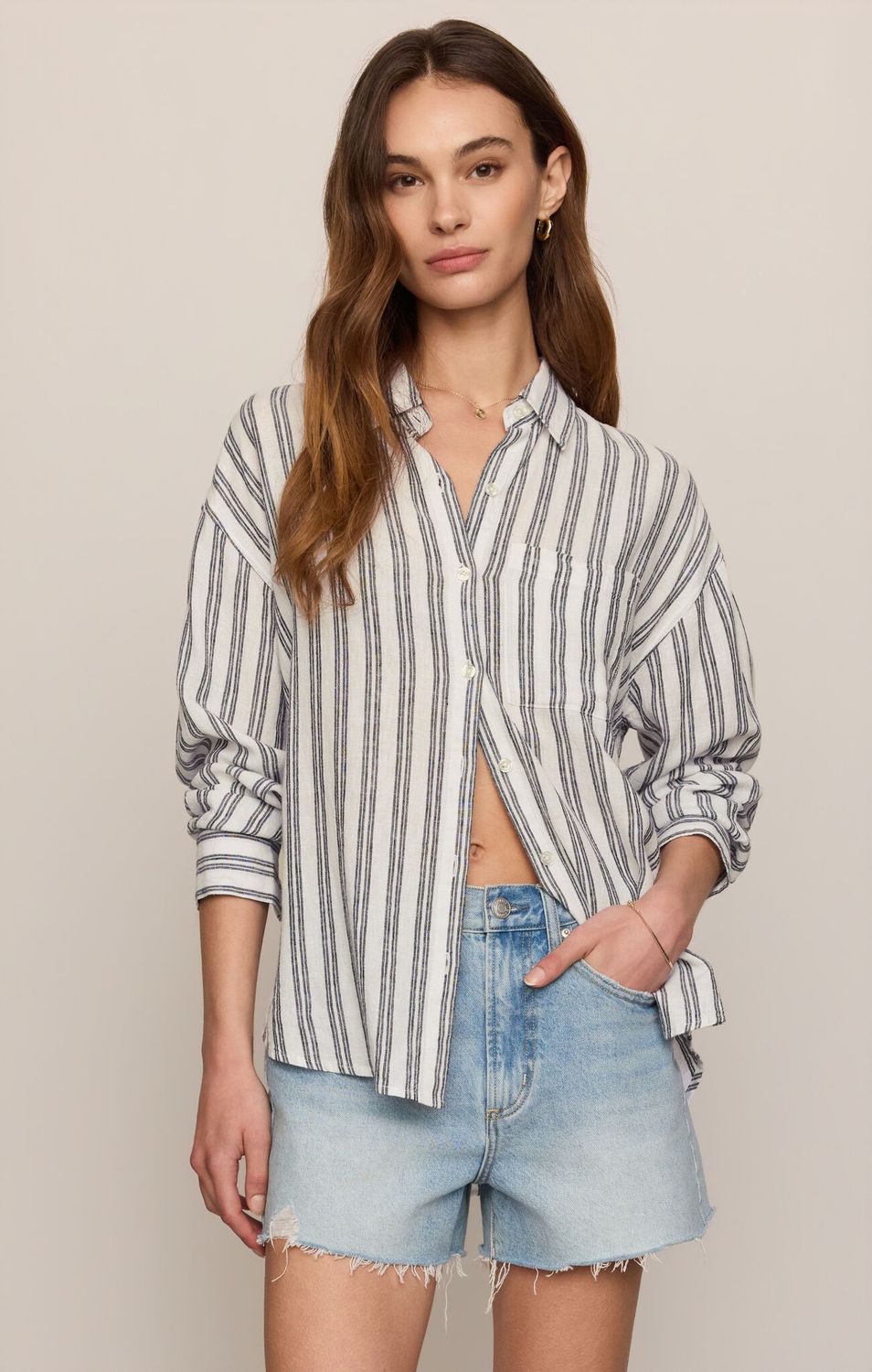 The Perfect Striped Button Up, name: Small