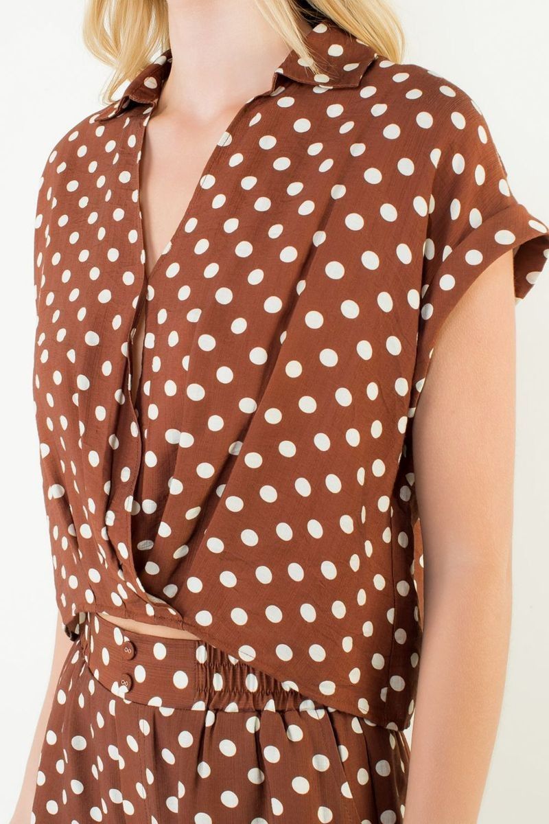 Short Sleeve Polka Dot Top, name: Xsmall