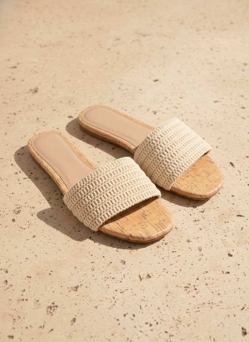 BEANIE Knit Slide Sandals Minimal Everyday Flat S, name: 7