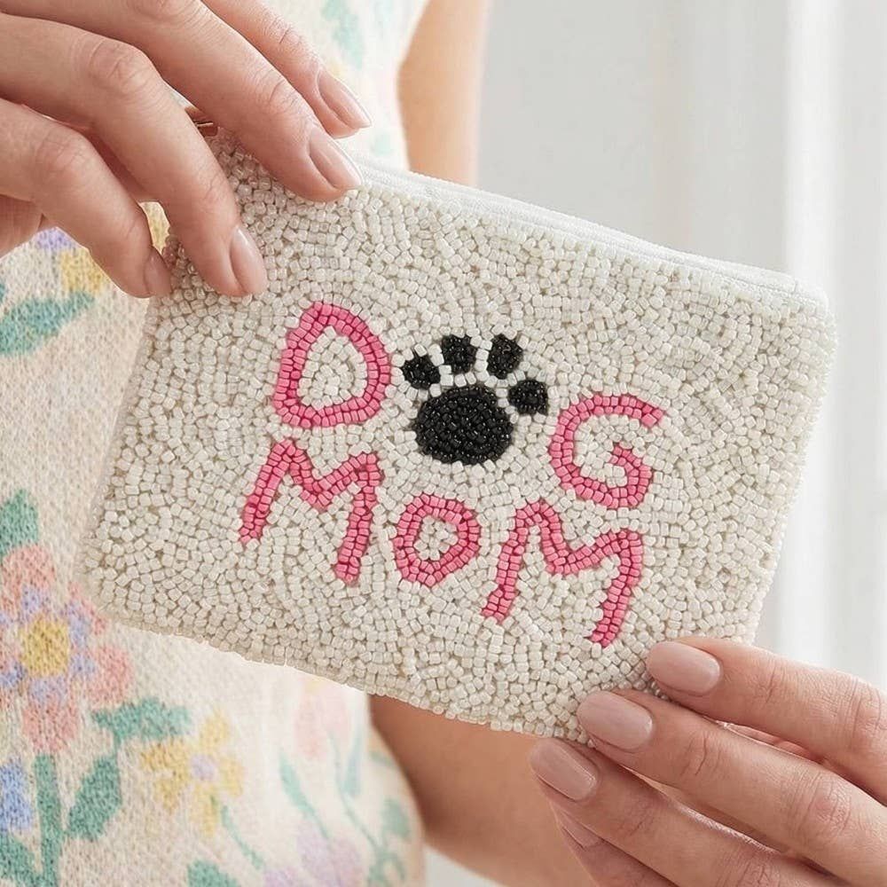 Seed Beaded Dog Mom Coin Purse Seed Beaded Dog Mom Coin Purse