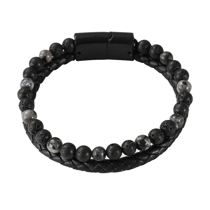 Lava Bracelet | Men's Natural Stone Leather Bracelet