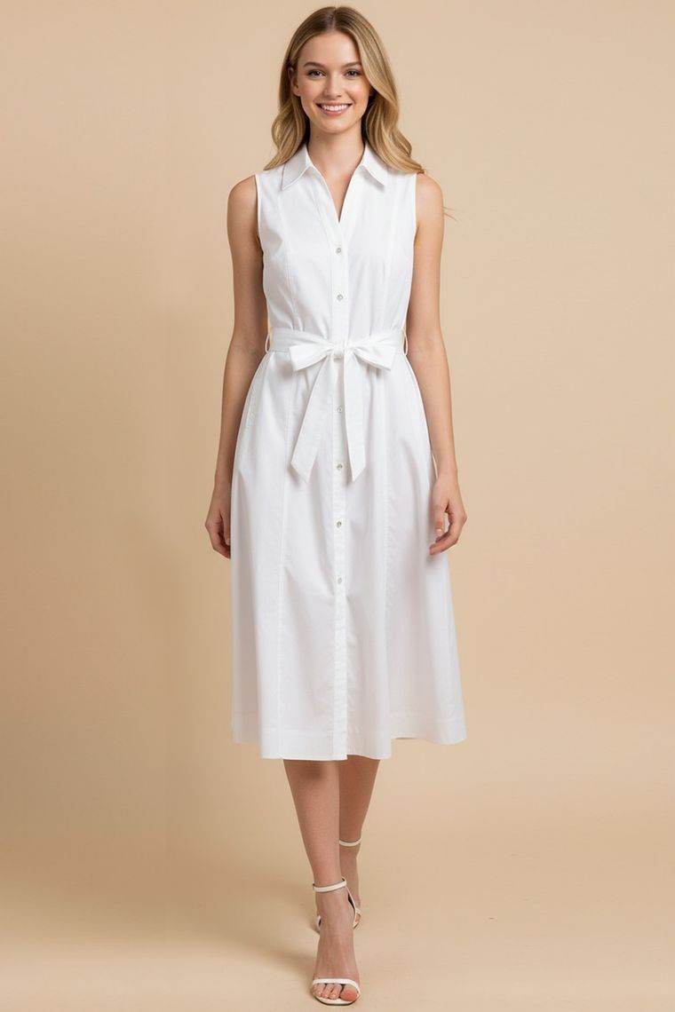 Sleeveless A-Line Shirt Dress, name: Medium