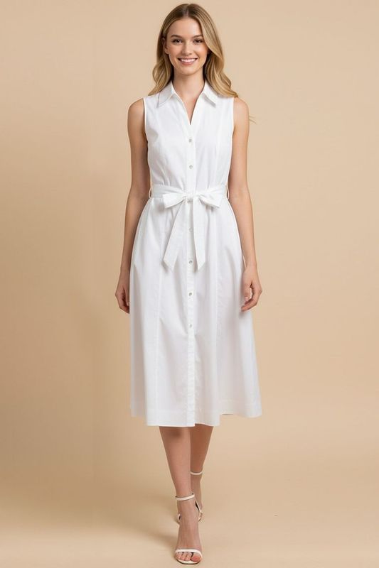 Sleeveless A-Line Shirt Dress