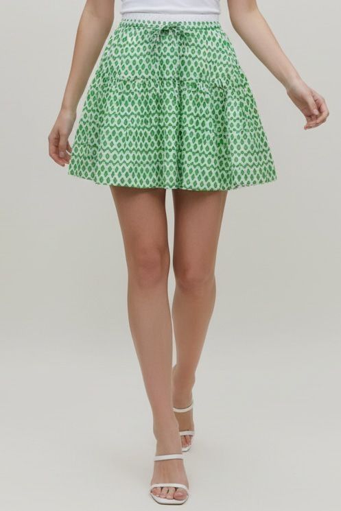 Geometric Print Tiered Mini Skirt, name: Small