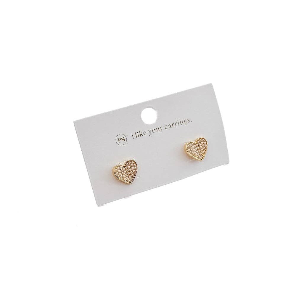 Heart of Pearls Stud Earrings - WATERPROOF Heart of Pearls Stud Earrings - WATERPROOF