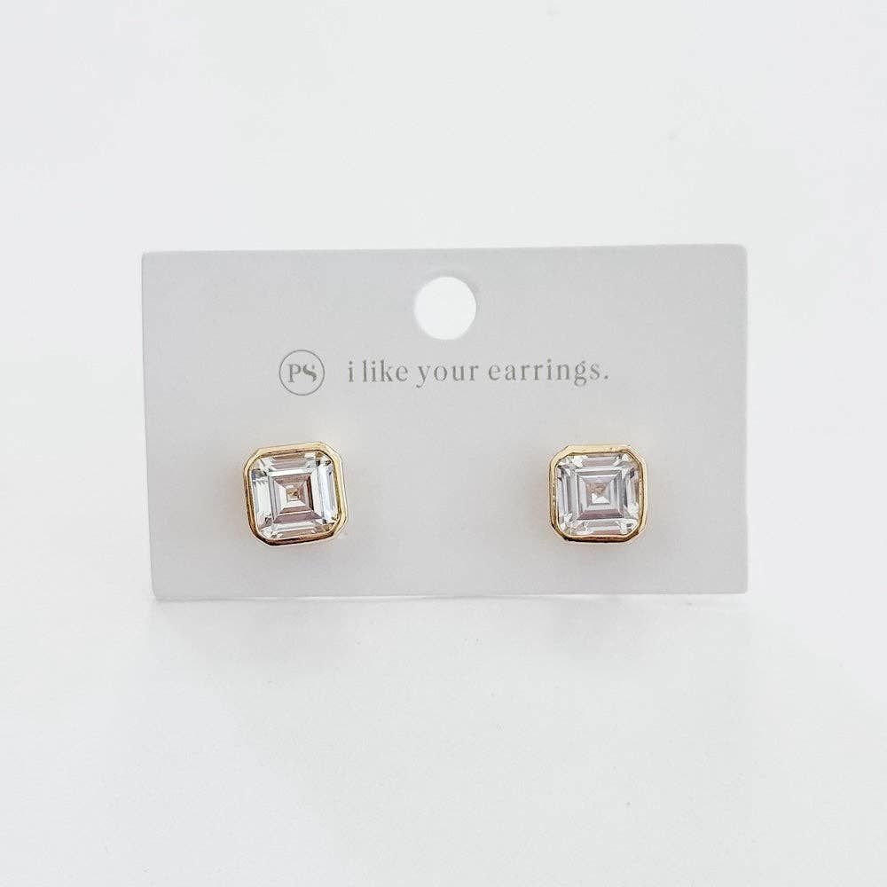 Bezel Diamond Stud Earrings - WATERPROOF Bezel Diamond Stud Earrings - WATERPROOF