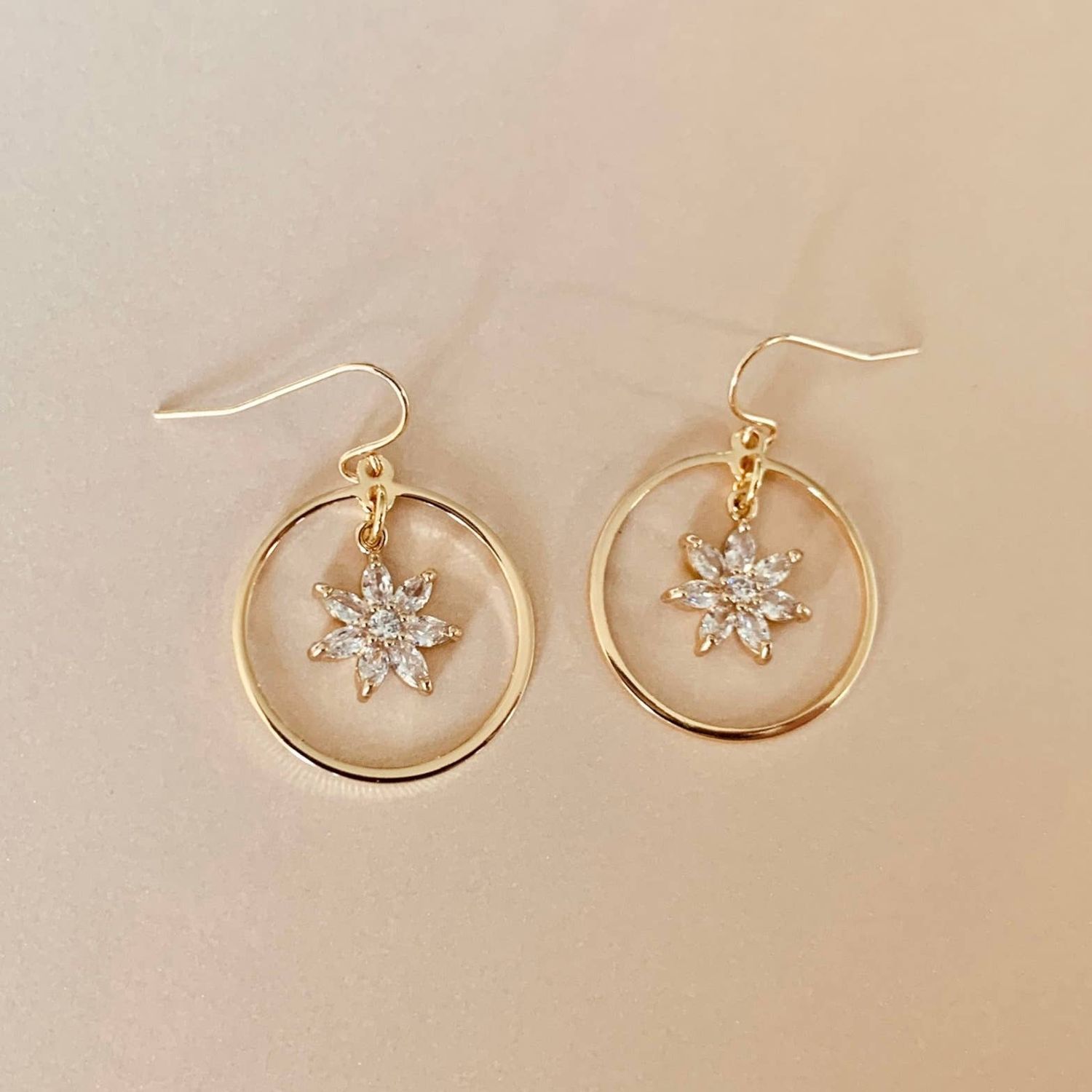 CRYSTAL FLOWER HOOP EARRINGS | gold | sparkly earrings CRYSTAL FLOWER HOOP EARRINGS | gold | sparkly earrings