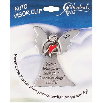 Auto Visor Clip Son Red Heart Angel