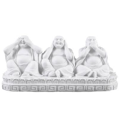 See, hear, speak no evil white resin buddha ornament.
