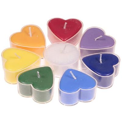 Heart Shaped Stearin Chakra Candles Heart Shaped Stearin Chakra Candles