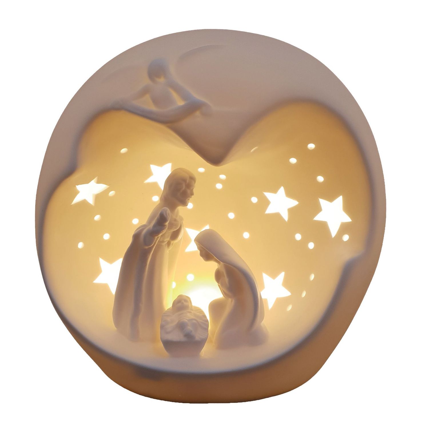 White Ceramic Round Nativity Shelter White Ceramic Round Nativity Shelter