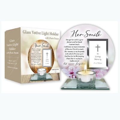 Glass Plaque/Votive Round Holder Her Smile Glass Plaque/Votive Round Holder Her Smile