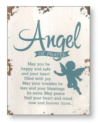 Angel of Prayer Distressed Wood Plaque