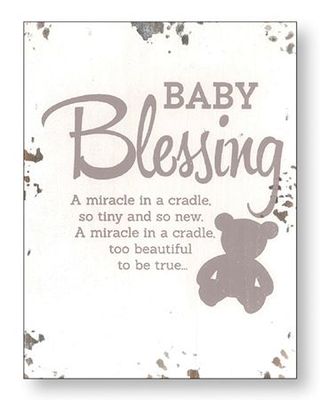 Baby Blessing Distressed Wood Plaque