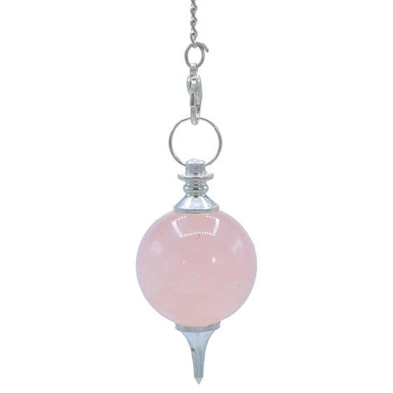 Rose Quartz Round Pendulum with Chakra Chain Rose Quartz Round Pendulum with Chakra Chain