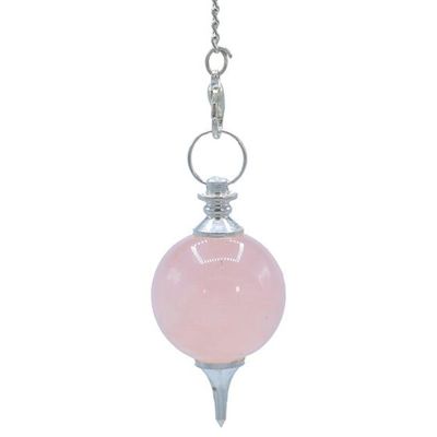 Rose Quartz Round Pendulum with Chakra Chain