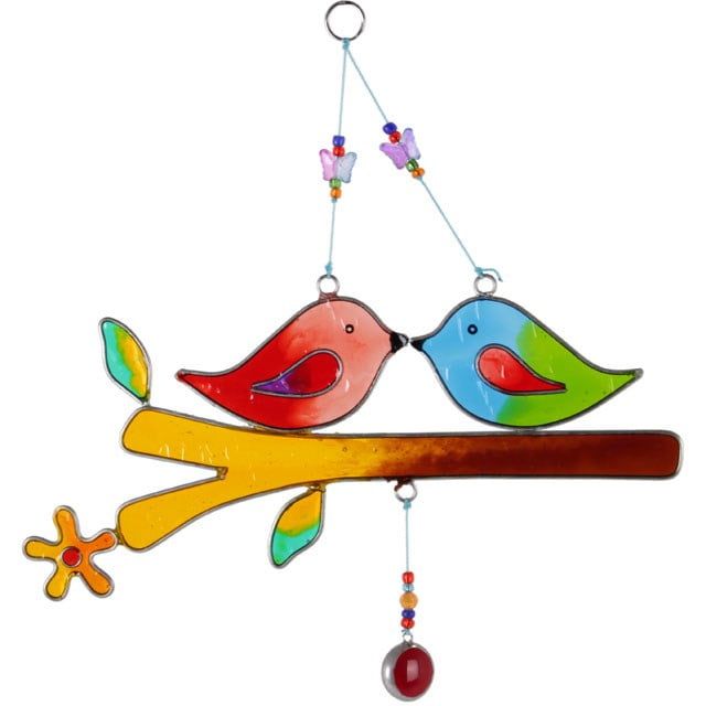 Suncatcher Lovebirds On A Branch