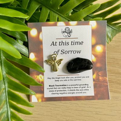 At This Time Of Sorrow Angel Pin & Black Tourmaline