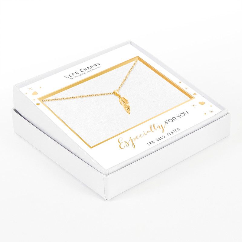 Feather Pendant Necklace Gold Feather Pendant Necklace Gold