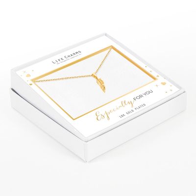 Feather Pendant Necklace Gold