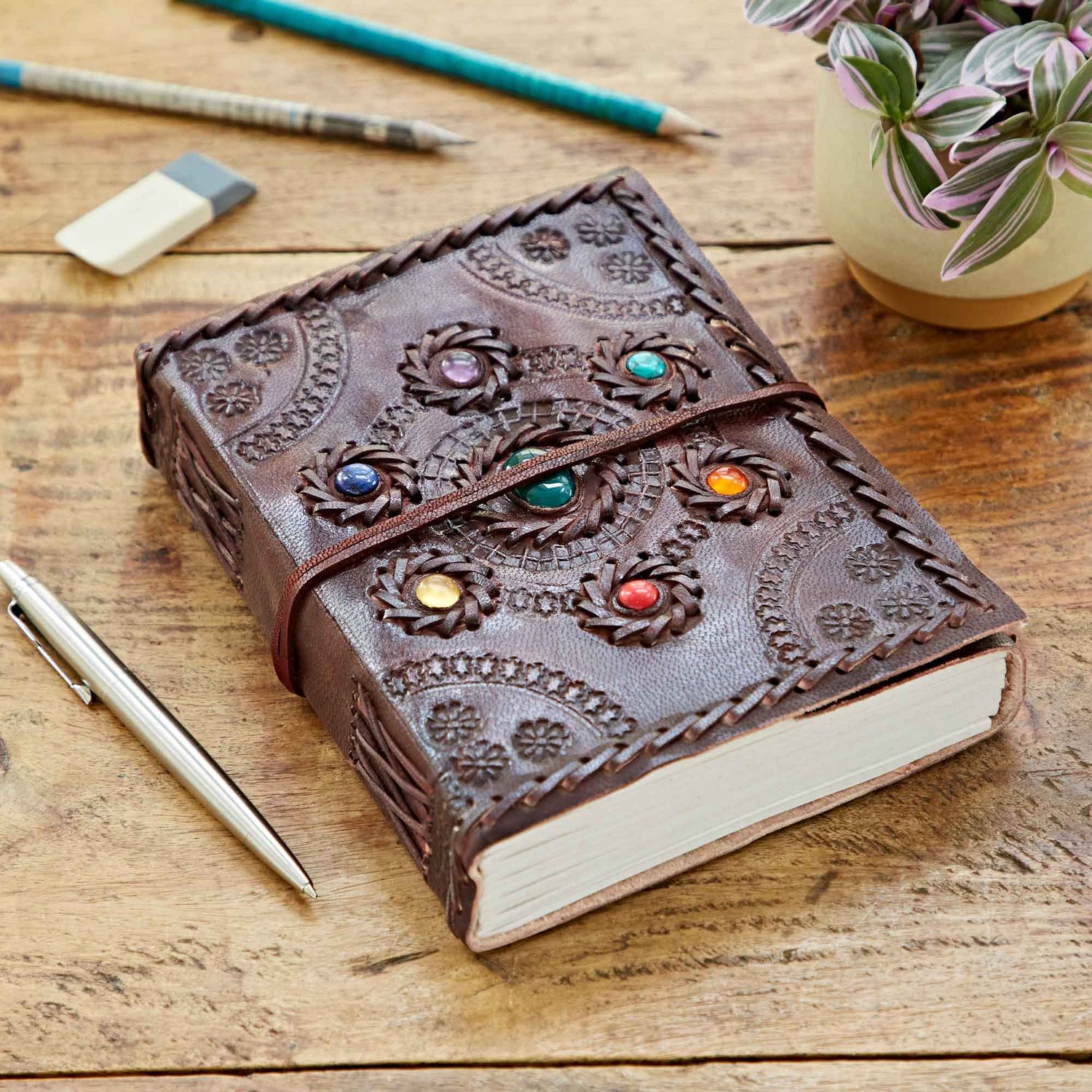 Indra Chakra Circle Leather Journal