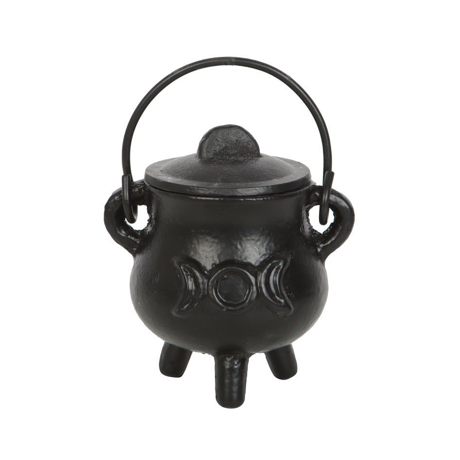Small Cast Iron Cauldron With Triple Moon Small Cast Iron Cauldron With Triple Moon