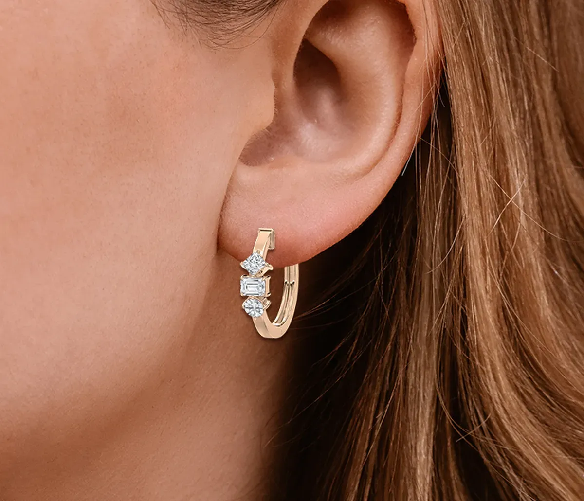 Multi Shape Diamond Fashion Hoop And Balis