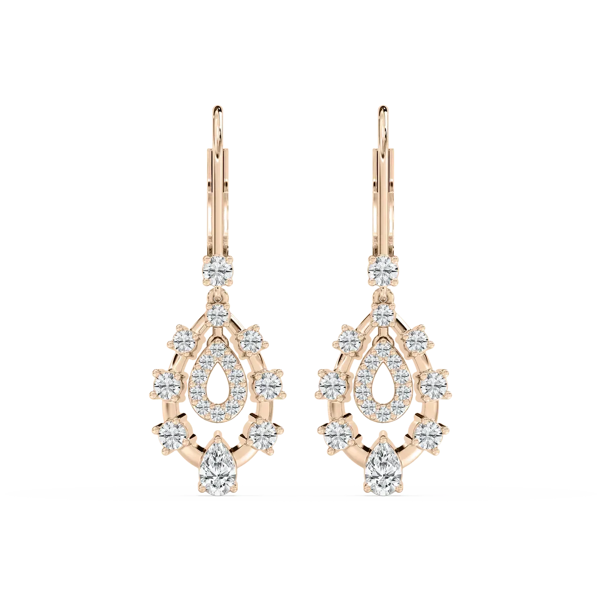 Pear And Round Diamond Classic Hoop And Balis