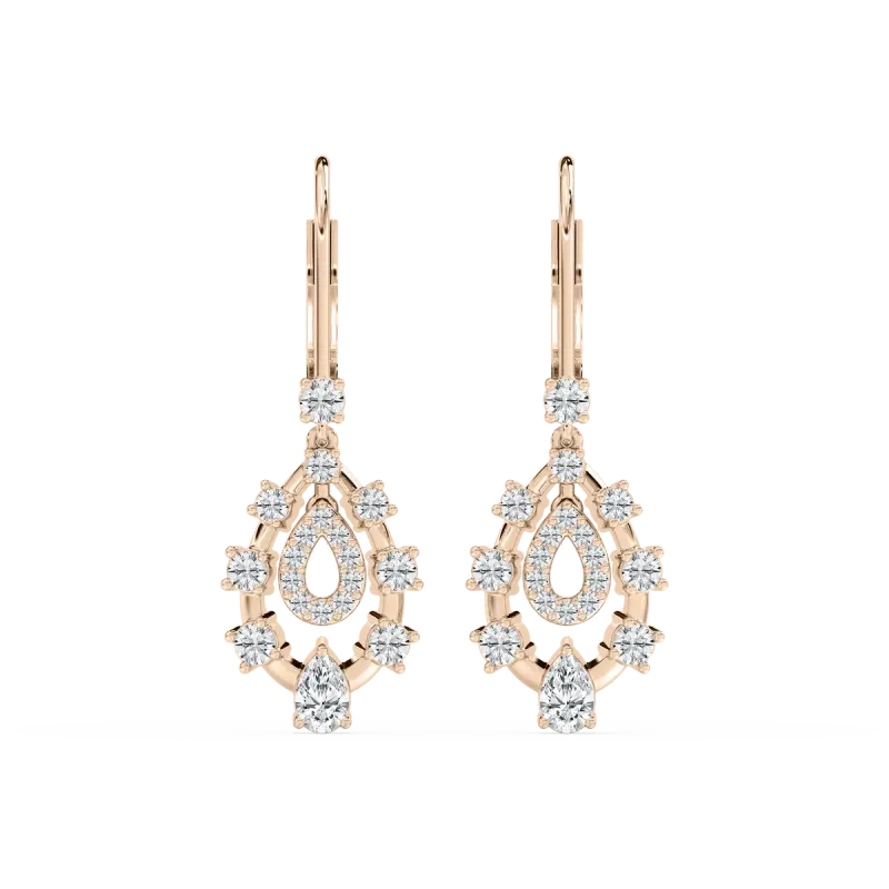 Pear And Round Diamond Classic Hoop And Balis