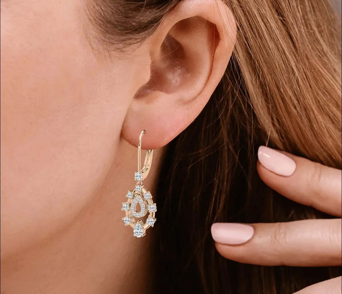 Pear And Round Diamond Classic Hoop And Balis