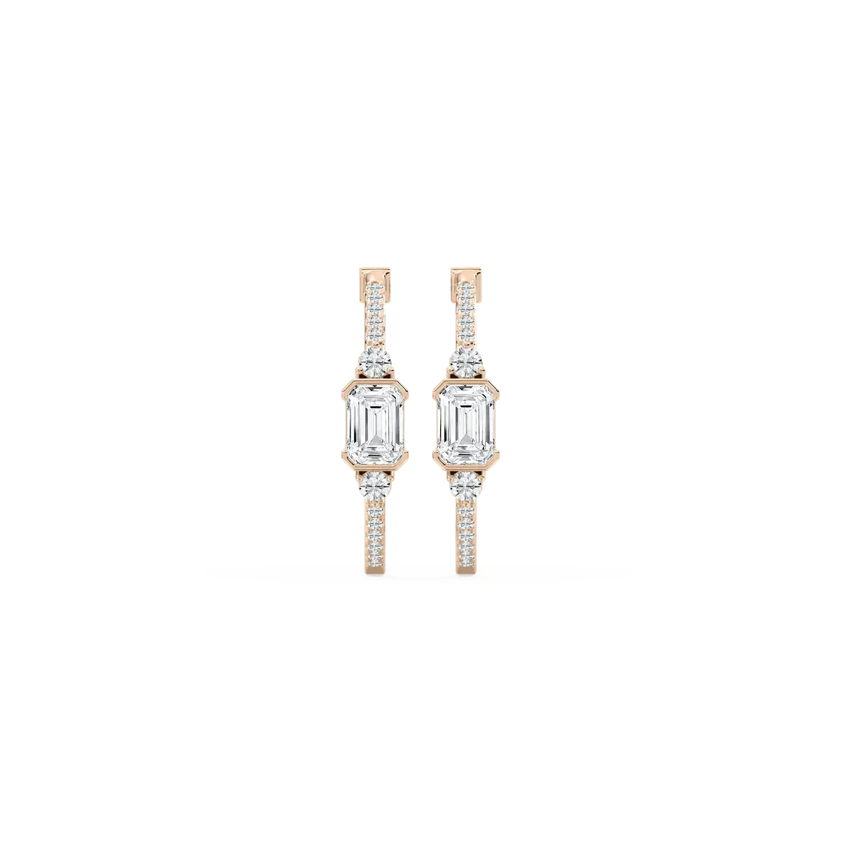 2.50 Carat Emerald And Round Diamond Scalloped Hoop And Balis