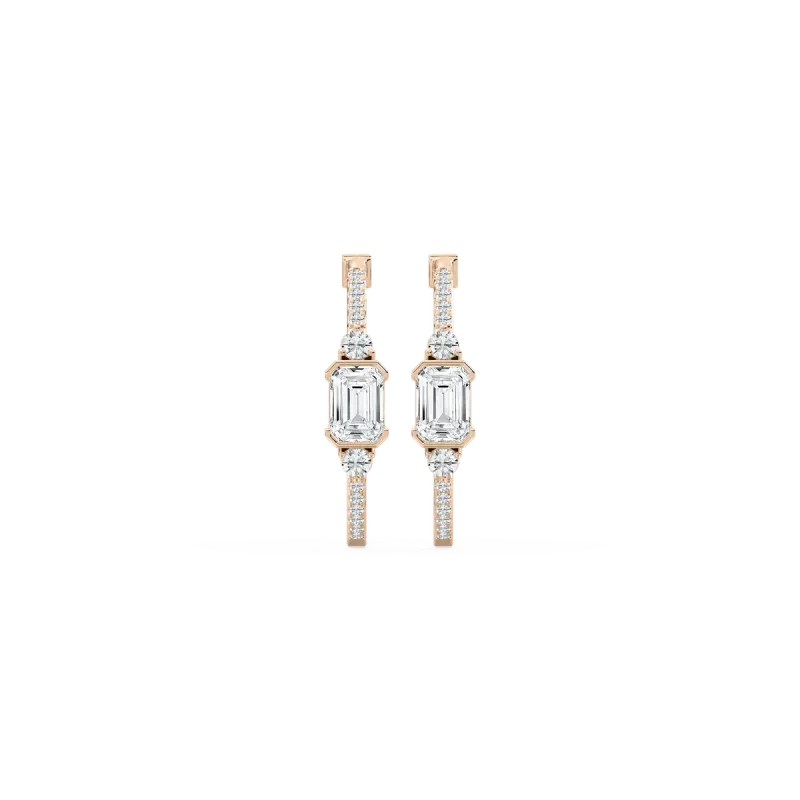 2.50 Carat Emerald And Round Diamond Scalloped Hoop And Balis