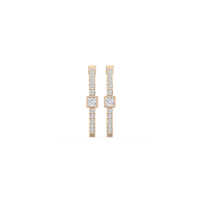 1 Carat Princess And Round Diamond Magnificent Hoop And Balis