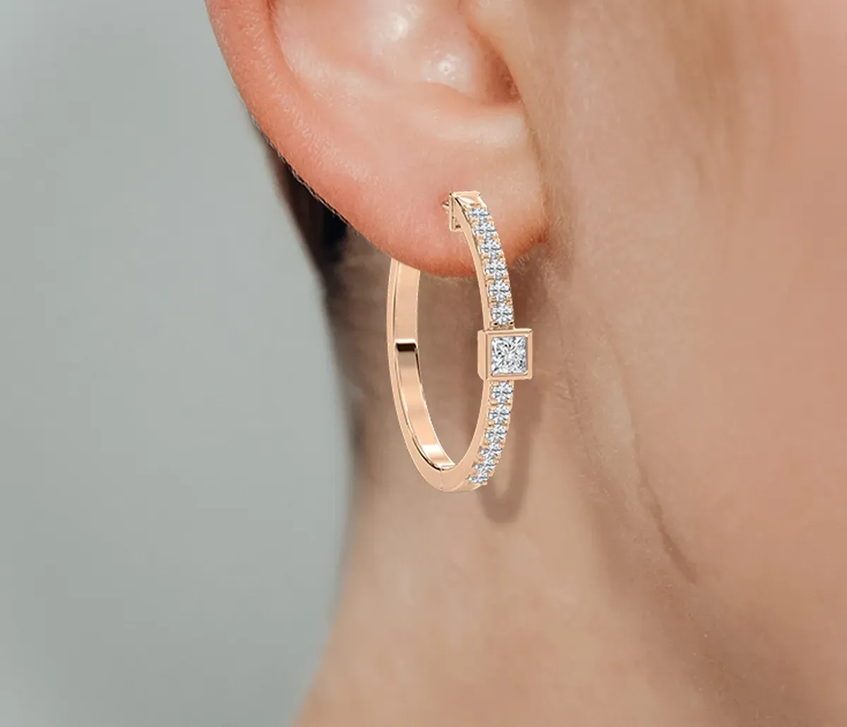 1 Carat Princess And Round Diamond Magnificent Hoop And Balis