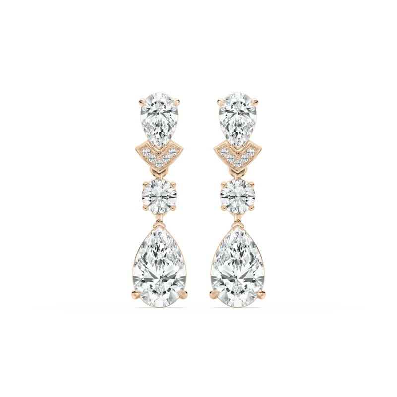 Pear And Round Diamond Fancy Dangler Earring