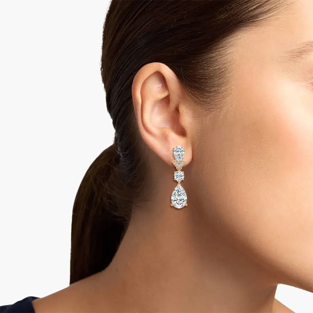 Pear And Round Diamond Fancy Dangler Earring