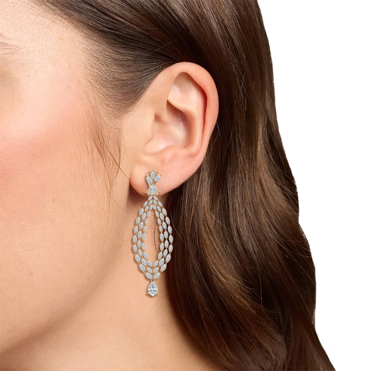 Multi Shape Diamond Golden Dreamscape Fashion Earring