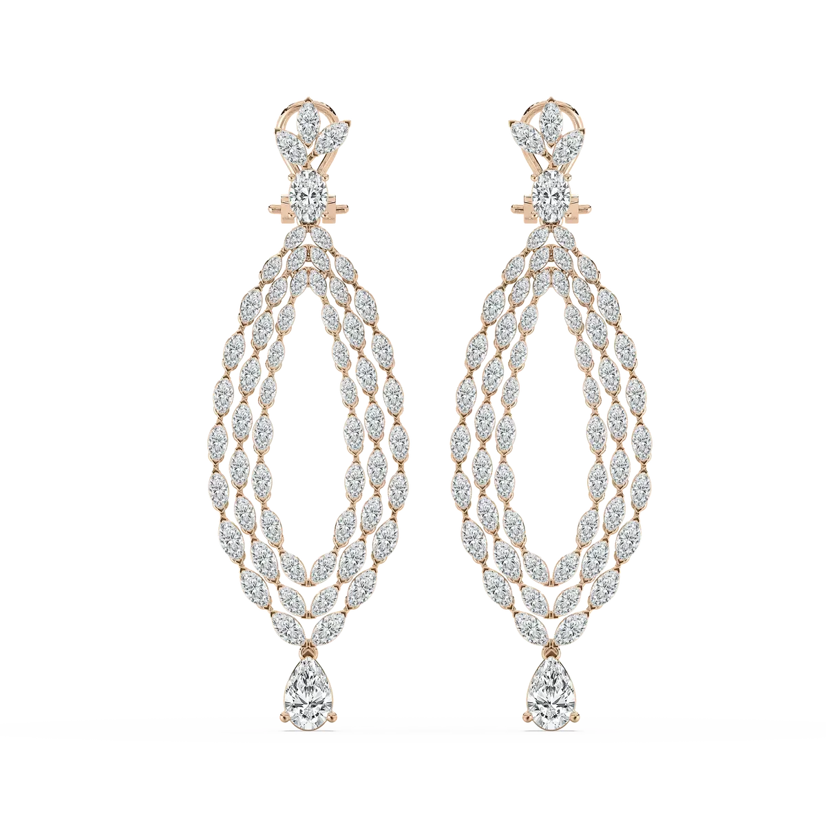 Multi Shape Diamond Golden Dreamscape Fashion Earring