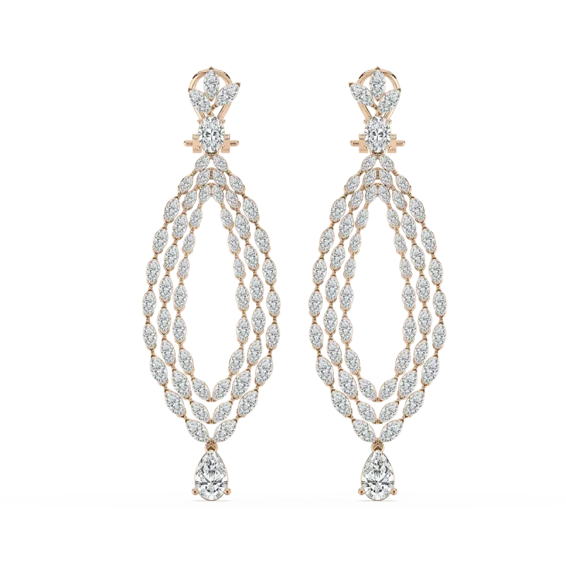 Multi Shape Diamond Golden Dreamscape Fashion Earring