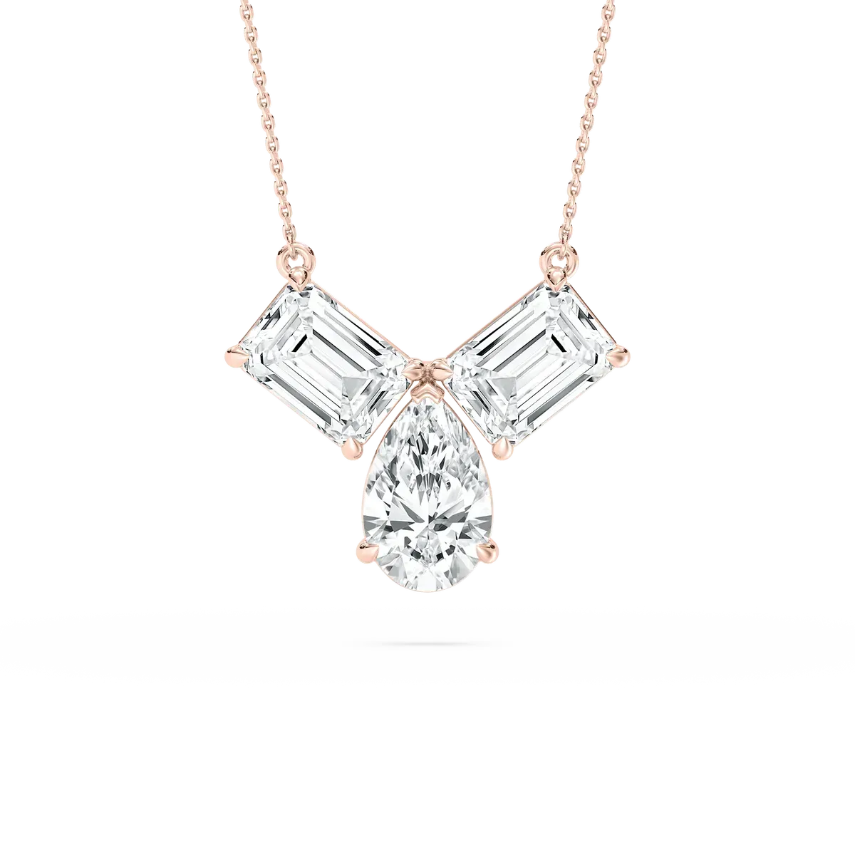 3 Stone Lab Grown Diamond Pendant with 18Inch Chain