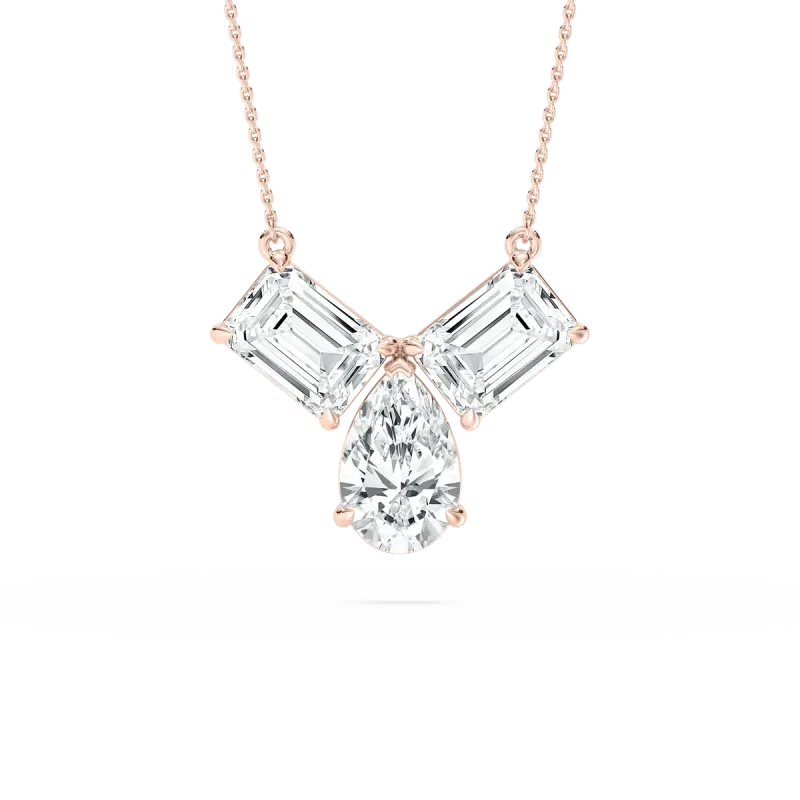 3 Stone Lab Grown Diamond Pendant with 18Inch Chain